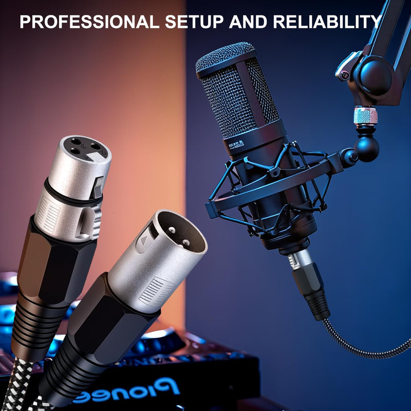 XLR Cable 50 FT, Microphone Cable 3 Pin Nylong Braided Balanced XLR Male to Female Heavy Duty Mic Patch Cords (Pure Copper Conductors) 50FT 1