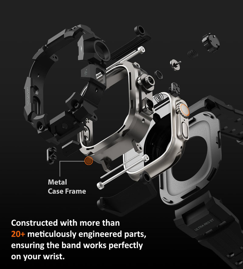 ULTIMAL Rugged Case with Band for Apple Watch 49mm,Compatible with Apple Watch Ultra 3/2/1, Military Grade Shockproof Bumper Cover for iWatch Tactical Band Men (Black, 49mm) Black