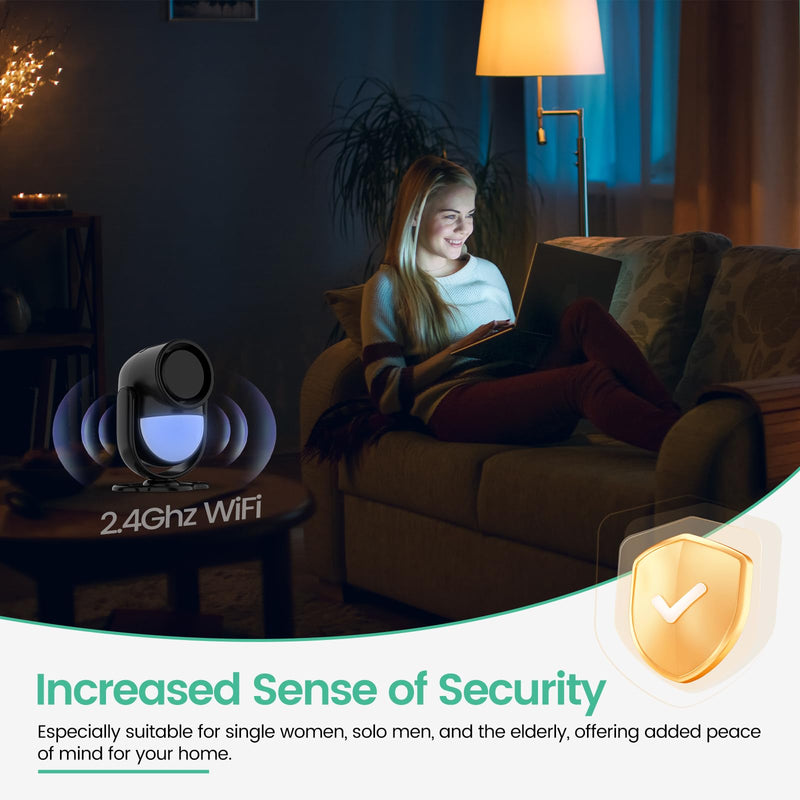 [AUSTRALIA] - Home Alarm System，2.4G WiFi PIR Motion Sensor Alarm, Wireless DIY Smart Door/Window Alarm for Home Security with Phone APP Alert 4-Piece Kit（2Door Window Sensor），for House Apartment Office,Black Black-WiFi 