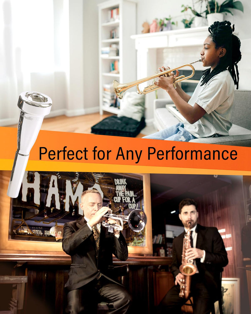 Libretto 3C Bullet Shape Trumpet Mouthpiece, Silver Plated, Compatible with C and B♭ Trumpets, Designed for Advanced Players