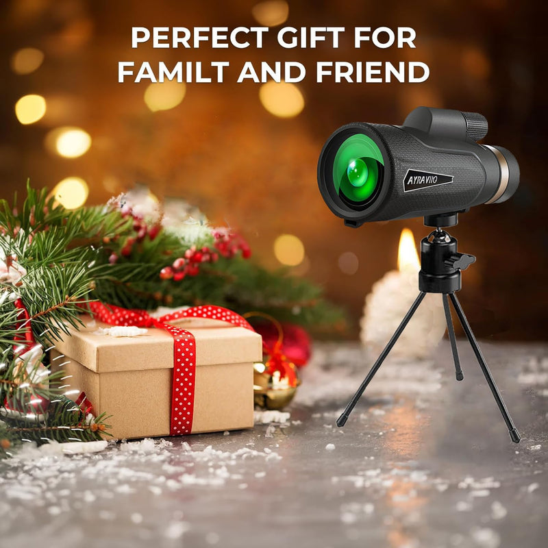 12×60 Monocular Telescope with Smartphone Holder & Upgraded Tripod, High Powered SMC & BAK4 Scope, Birthday Gifts for Men Dad Him Husband Teen, White Elephant Gift, Outdoors Survival Hiking Gear