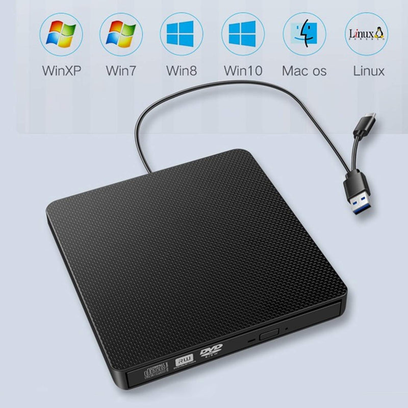 YMY External CD DVD Drive for Laptop, USB3.0 and USB-C 2 in 1 Portable DVD Player CD Burner Reader Writer for Desktop PC Windows 11/10/8/7 Linux Mac OS, Black