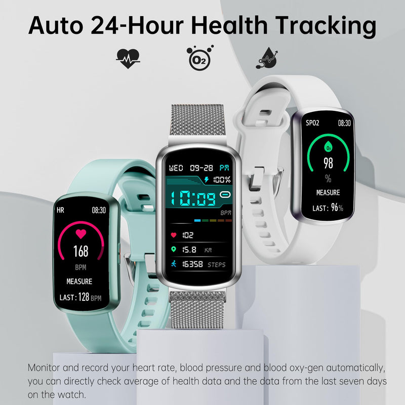 Health Fitness Tracker with 24/7 Heart Rate, Smart Watch with Blood Pressure and Blood Oxy-gen Monitor, Bulit-in 120+ Sport Mode, Sleep Tracking Waterproof Activity Tracker for Women Men