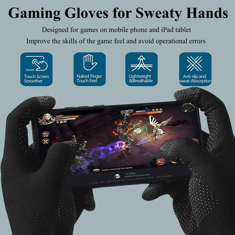 Touchscreen Gloves for Sweaty Hands, High-Sensitive Anti-Sweat Breathable Seamless Gaming Gloves for Tablet iPad/Mobile Phone PUBG Game Gloves for Gaming