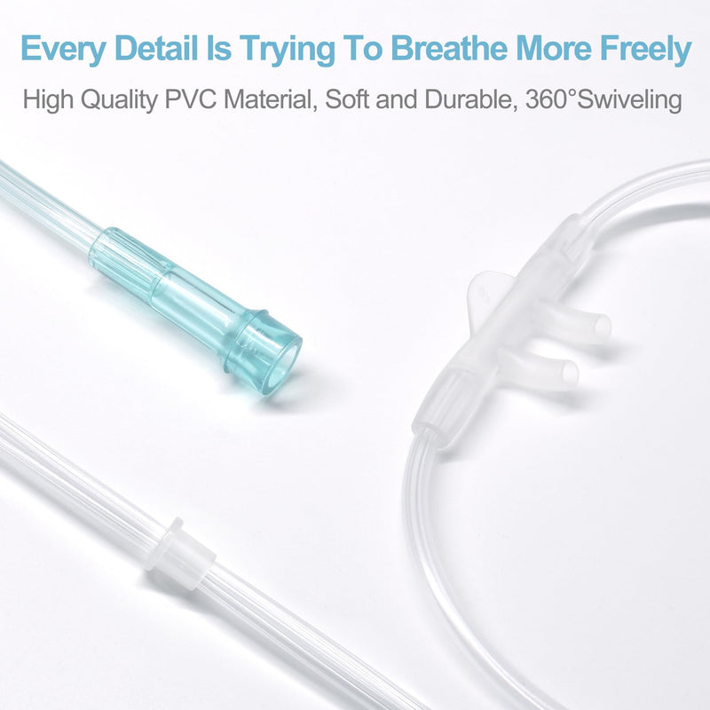 Pack of 10 Oxygen Nose Cannulas, Contains 5 Pieces 2 m Nose Tubes for Adults & 5 Pieces Hose Twist Connectors, Soft & Kink Resistant, High-Quality Accessories from BlessEase.