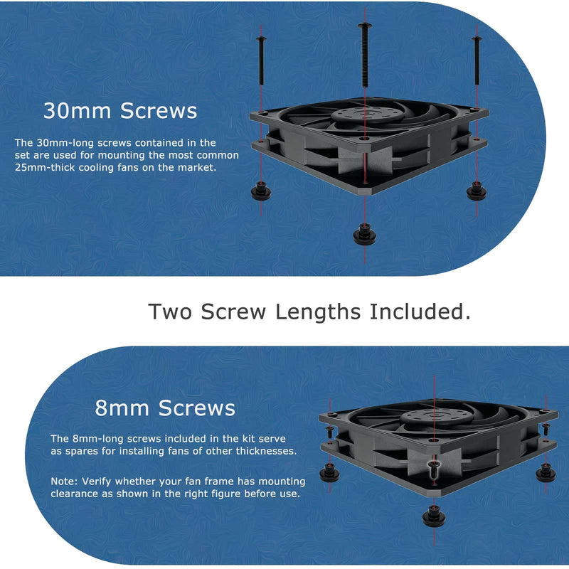 M3 N45 Magnetic Screws Set, DIY Mounting Kit for 25mm & Multi-Size Cooling Fans, Securely Fix Fans Inside & On Surfaces of Various Electronic Devices (Black-10 Pack) Black-10 pack