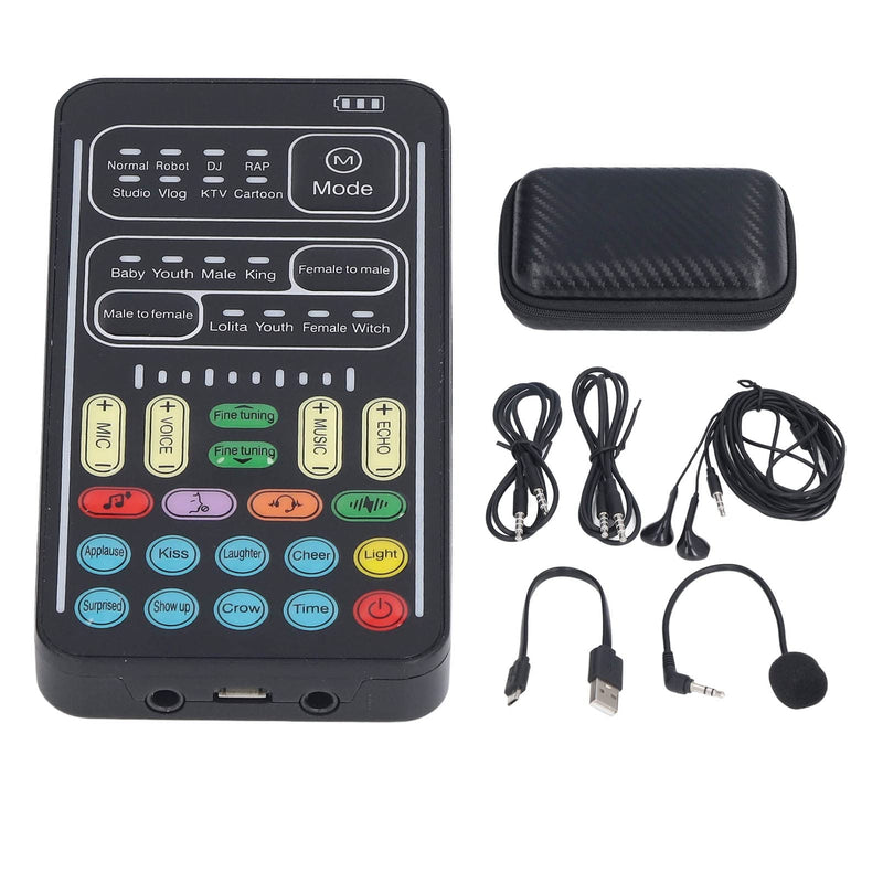 I9 Voice Changer Set, Mini Live Broadcast Voice Disguiser, Handheld Microphone Voice Changer, 8 Different Sounds/Sound Effects, for iOS, for Android(English Version) English Version