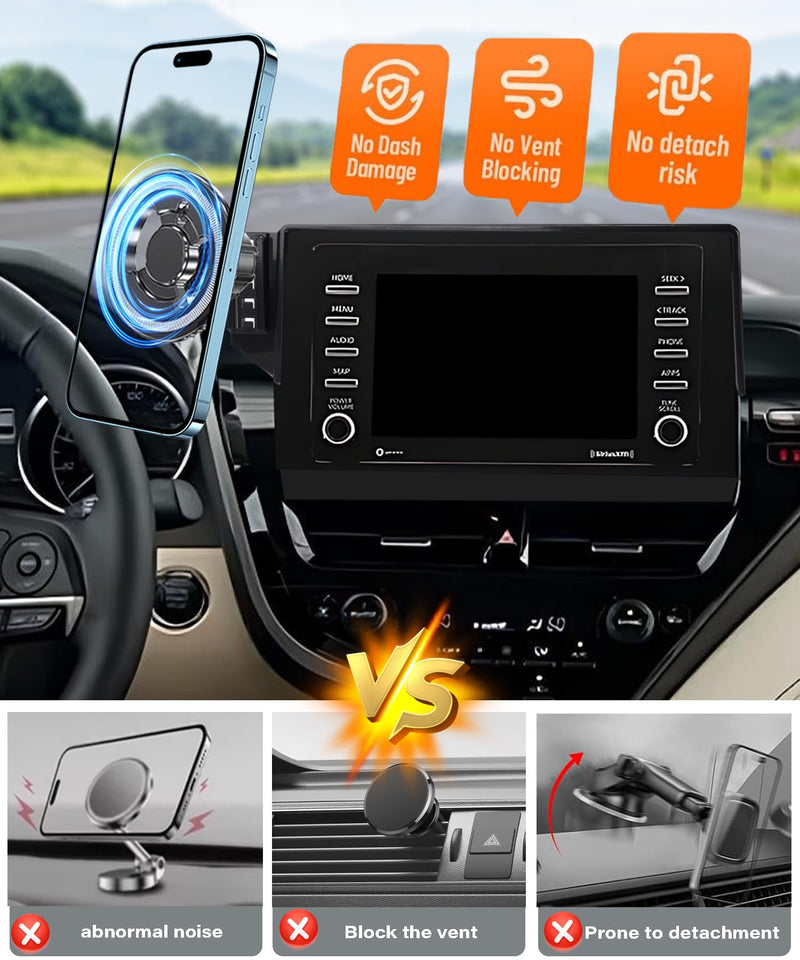 Car Phone Mount for Toyota Camry 2021-2024 7-inch | 2021-2024 Toyota Camry MagSafe Strong Magnets Cell Phone Holder Accessories, with Portable Phone Gripper 360° Rotation