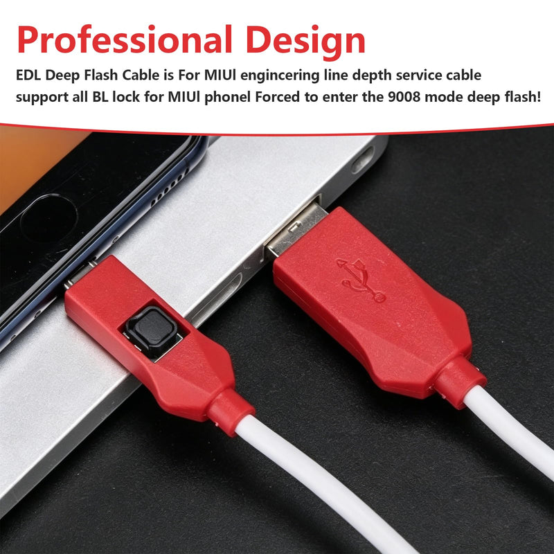 2 in 1 EDL Cable, Portable 9008 Mode Deep Flash Cable with Type-C Adapter, PVC Deep Flash Engineering Cable Compatible with 4S/4C/4i Mobile Phone