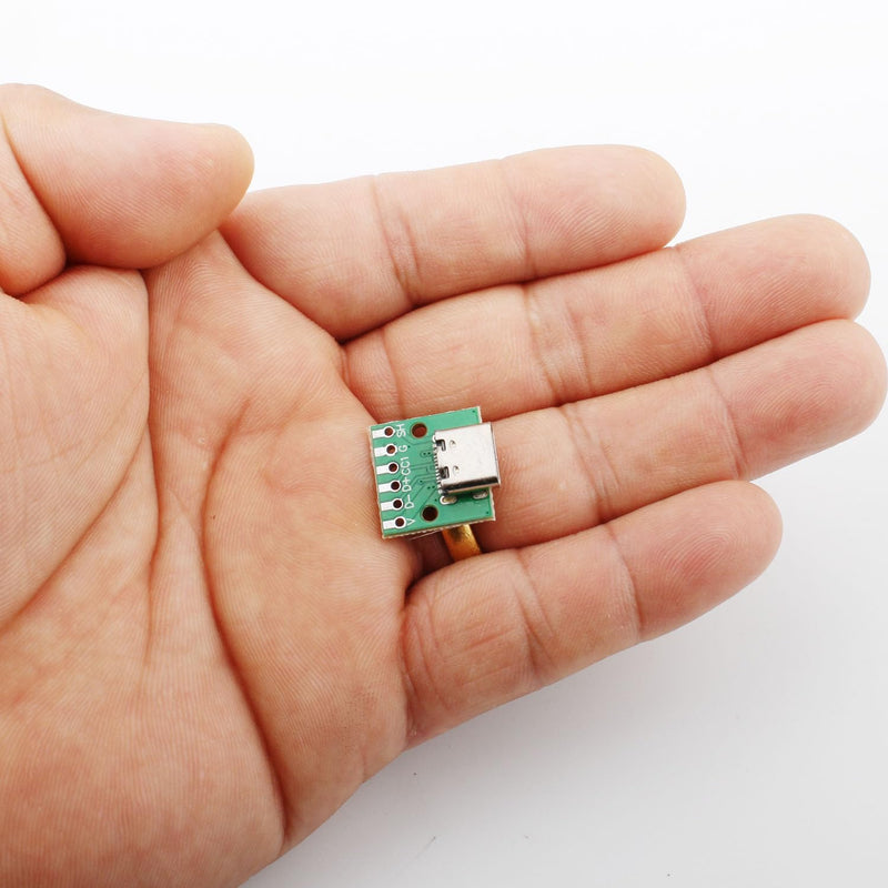 RUNCCI-YUN Pack of 10 USB C Breakout Board to DIP PCB Adapter Breakout Test Board Solder Socket 2.54 mm Pitch 16 Pin 3.1 Type C to 6P DIY Converter
