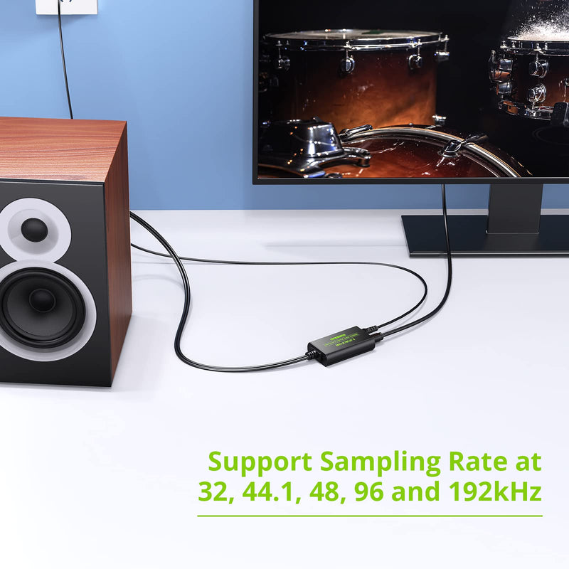 [AUSTRALIA] - LiNKFOR 192kHz DAC Converter Digital to Analog Converter Digital Optical SPDIF Toslink to Analog Stereo Audio RCA L/R Audio Adapter with Optical Cable for HDTV Blu Ray DVD Amps TV Box Game Console RCA Male 