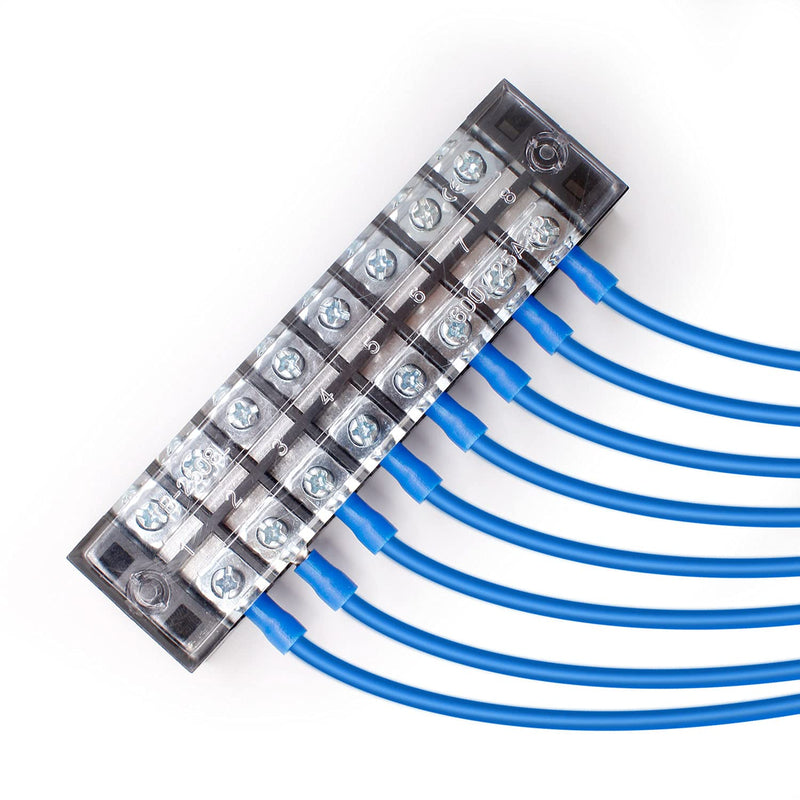 SRJQXH 2 Piece 8 Bit Screw Terminal Strip Set, 600 V 25 A Double Row Screw Terminals, Pre-Insulated Terminal Barrier Strip with Protective Case, for Household Appliances, Electronic Circuit
