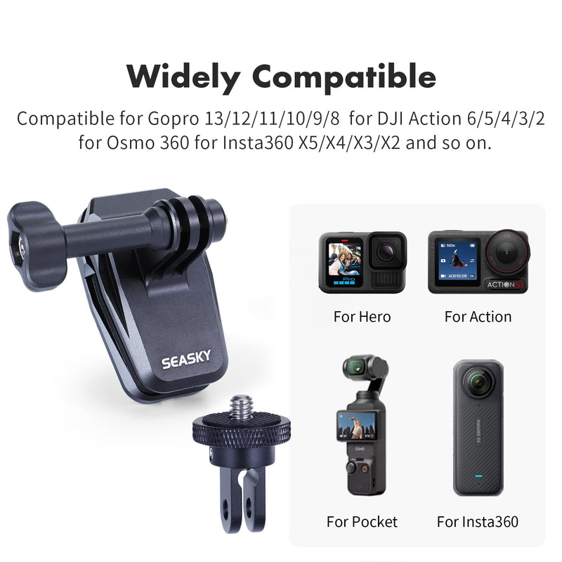 [AUSTRALIA] - SEASKY M01 Motorcycle Motorbike Windscreen Clamp Mount Accessories for Gopro Hero 13 12 11 10 9 8 7 DJI Action 6 5 4 3 for insta360 X5 X4 X3 X2 X RS Sports Action Camera Aluminum Alloy 