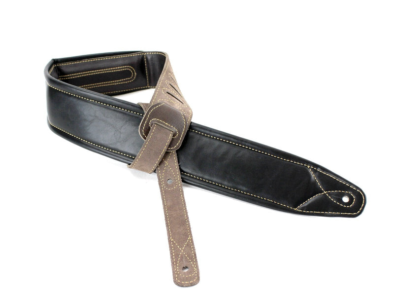 Walker & Williams C-34-BRN Cognac Brown Premium Top Grain Leather Padded Guitar Strap 3 1/4" Wide For Acoustic, Electric, And Bass Guitars