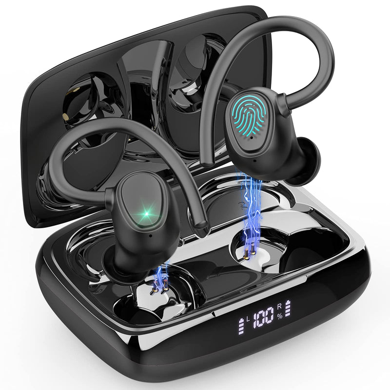 Wireless Earbud, Bluetooth 5.1 Headphones Sport Wireless Bluetooth Earphones in Ear Noise Cancelling Earbud with Mic Deep Bass, Earhooks Ear Buds IP7 Waterproof 48H Headset for Running Gym[2021 New] | IP7 Waterproof Wireless Earphones Ear Hooks, ENC No...