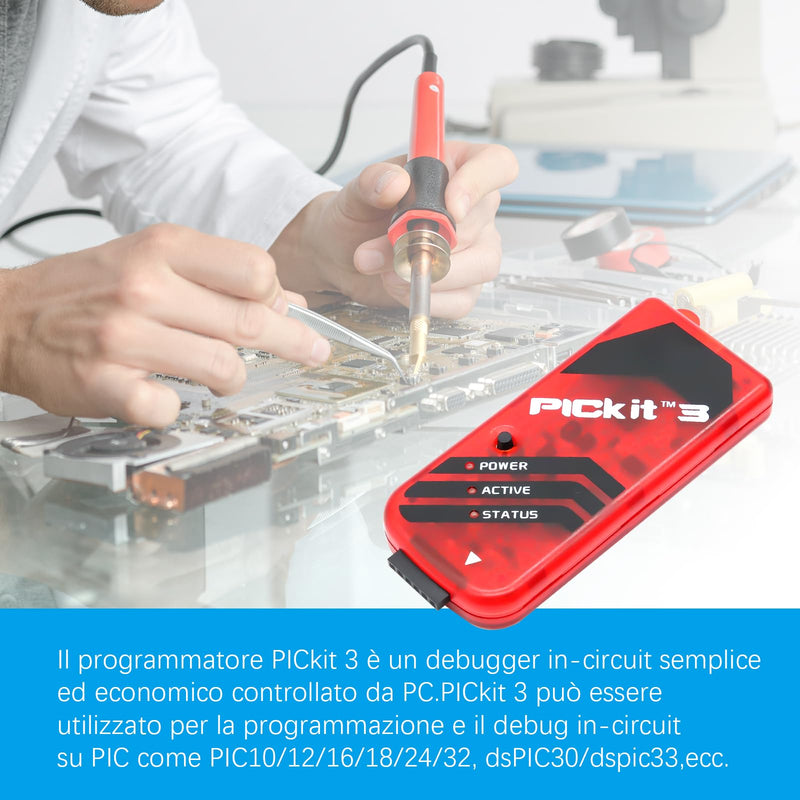 Pickit 3 Kit3 PIC Programmer, AYWHP Microcontroller Programmer, Emulator, USB Cable for Programming, Troubleshooting, PC Software and Hardware Development