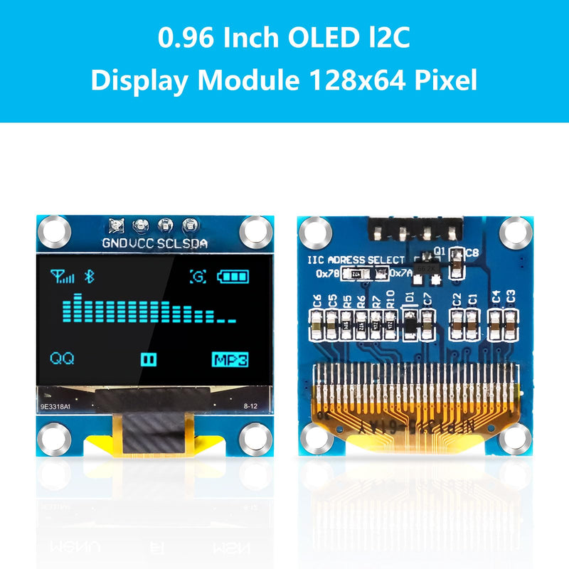 APKLVSR 3 x 0.96 Inch OLED Display I2C 128 x 64 Pixel I2C Screen Display Module, 0.96 Inch OLED Display I2C IIC Screen Display Module Compatible with Arduino Raspberry Pi (White) White