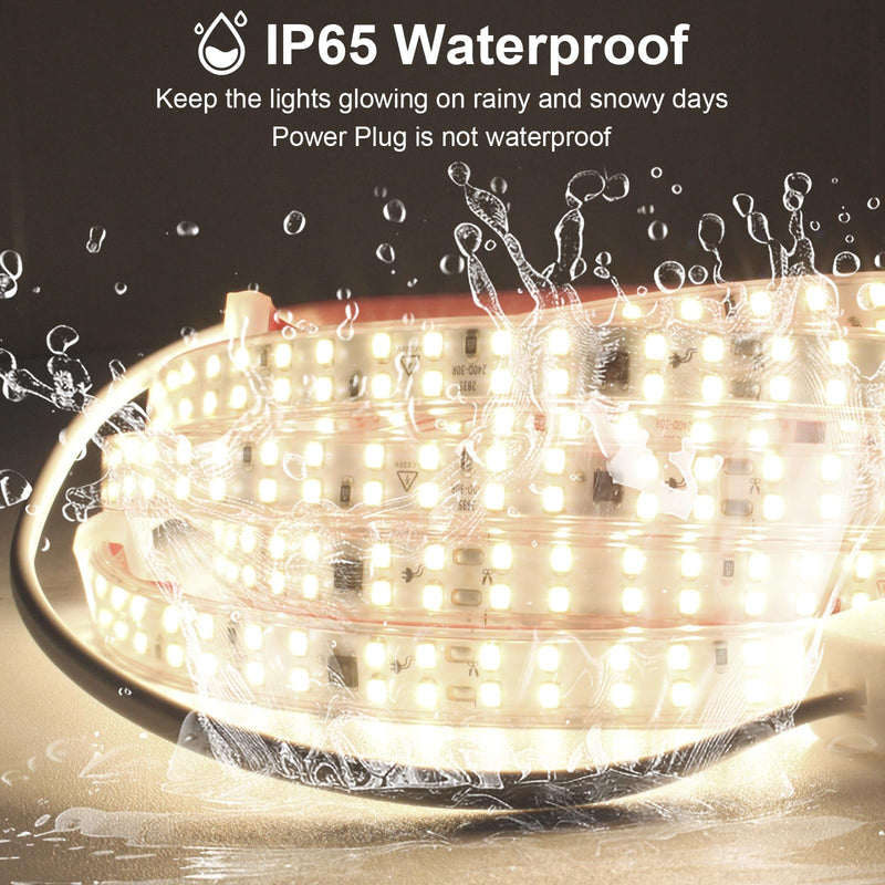 [AUSTRALIA] - LED Strip Lights Outdoor Waterproof 16.4FT AC 110 Volts Cuttable LED Light 5M 240LEDs/m 4000K with Adhesive Double LED Bead Lighting for Bedroom Indoor Patio Christmas Decor White 4000K 