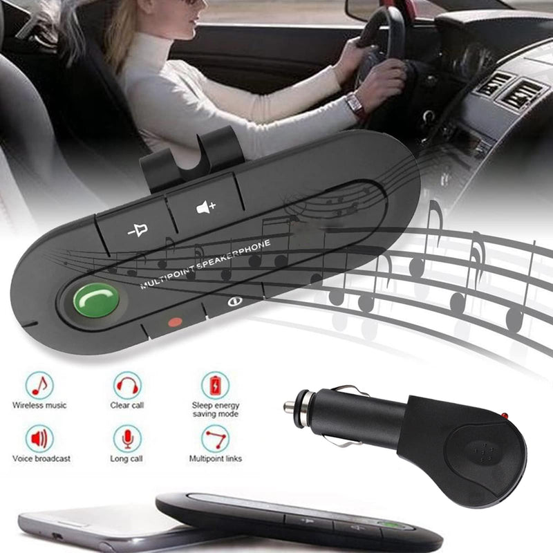 Car Handsfree Speaker Kit withSun Visor and Car Charger, Supports Handsfree Call Music