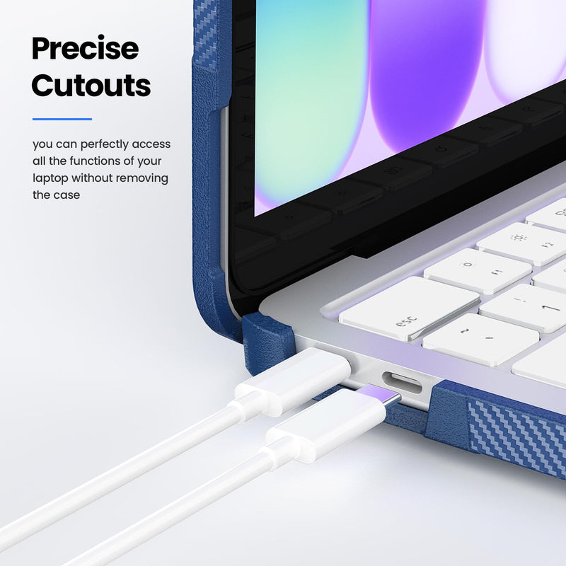 Sanyetral Shockproof Case for MacBook Neo 13 Inch A3404 2026 (A18 Pro Chip) | Military Grade Anti-Scratch Matte Translucent MacBook Neo Hard Cover with Foldable Kickstand and Heat Dissipation -Navy Blue Navy Blue