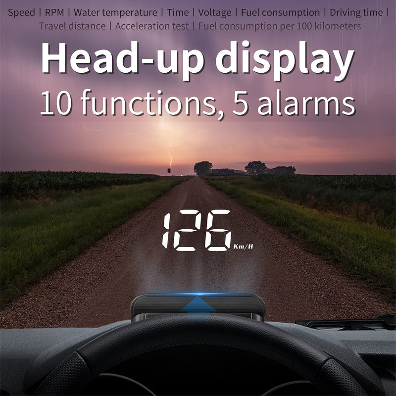 [AUSTRALIA] - Windshield Head Up Display for Car, Digital Speedometer for Car with OBD2/EUOBD Interface, HUD Car Speedometer MPH with Water Temperature, Mileage，Overspeed Alarm, Fatigue Driving Alarm, RPM 