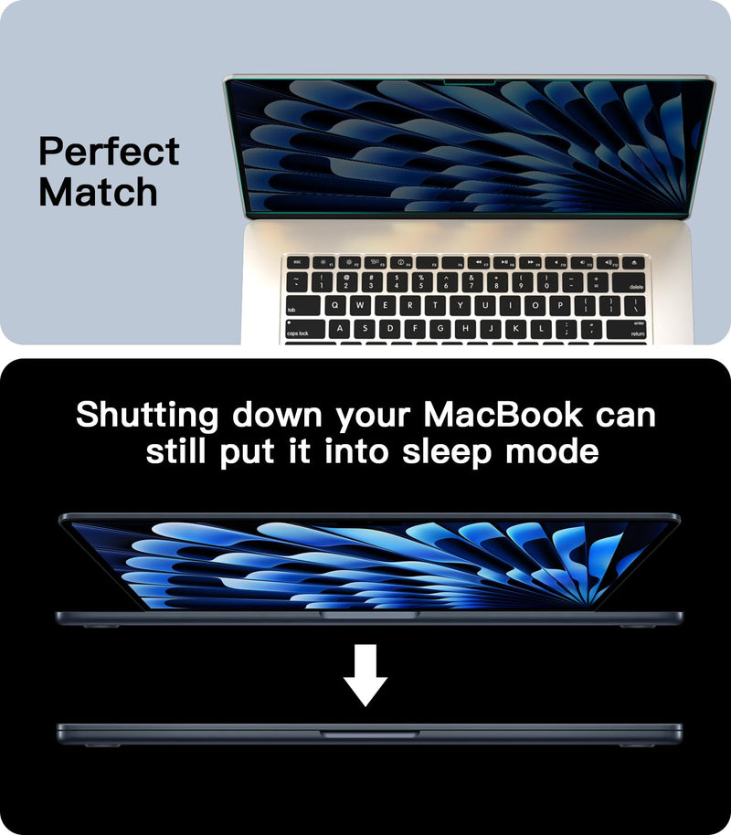 PYS Magnetic Privacy Screen for MacBook Air 15.3 Inch (2023-2024, M2 M3 Chip) - Removable Anti-Glare Protector with Camera Cover Slide and Anti-Blue Light Filter MacBook Air 15 Inch (2024-2023,M2/M3)
