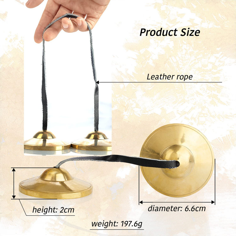 ZenBless Tibetan Tingsha Cymbals 2pcs, with Storage Box and Fabric Case,Meditation Brass Chime Bells for Spiritual Healing Mindfulness, Yoga Buddhist, Relaxation Musical Instruments 2.6 in(6.6cm) 1pcs Smooth style(brass)