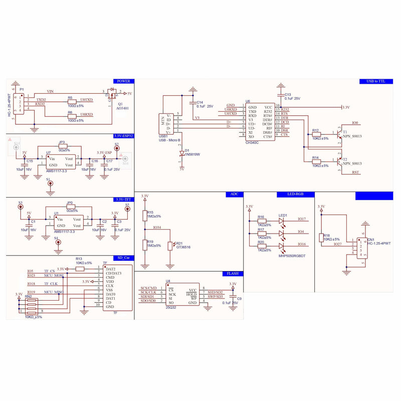 2.8" inch ESP32 Display ESP32-2432S028R Resistive Touch Screen 240x320 TFT LCD Module ESP 32 Development Board for Arduino IDE