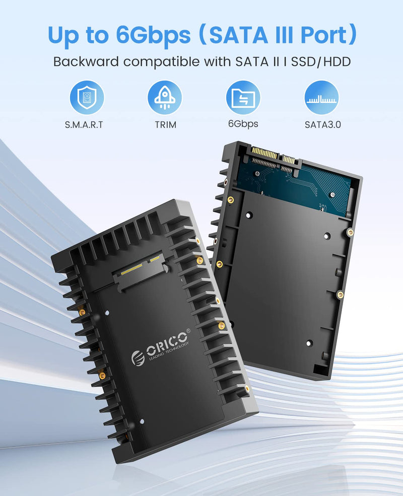 [AUSTRALIA] - [2Packs] ORICO 2.5 SSD SATA to 3.5 Hard Drive Adapter Internal Drive Bay Converter Mounting Bracket Caddy Tray for 7 / 9.5 / 12.5mm 2.5 inch HDD / SSD with SATA III Interface(1125SS-2) 