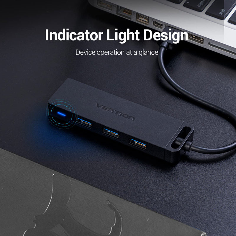 VENTION USB 3.0 Hub, 4 Ports USB Hub Ultra-Slim Data USB Hub 1.6FT Extended Cable [Charging Supported], Compatible with MacBook, Laptop, Surface Pro, PS4, PC, Flash Drive, Mobile HDD (0.5m/1.6ft) 0.5m/1.6ft