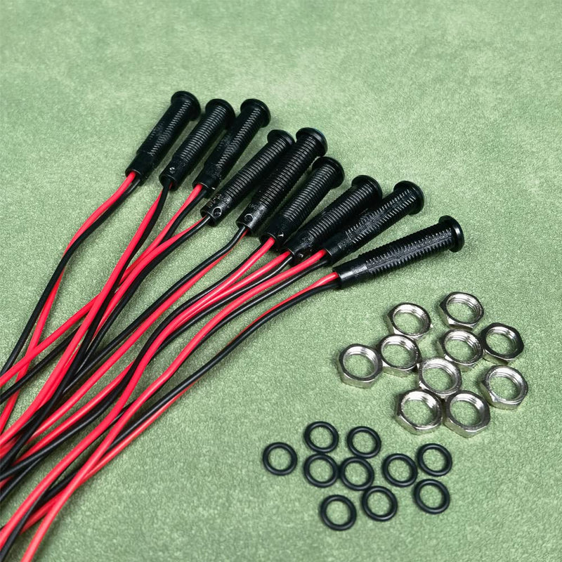 10pcs LED Plastic Indicator Pilot Light AC/DC 12-24V Mounting Hole Size 6mm(Red) red/12-24V/black shell