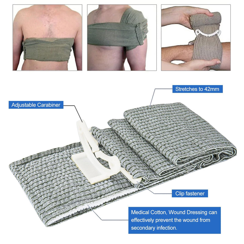 Pack of 4 Israeli Bandage, 6 Inch Hemostatic Tourniquets Elastic Bandage, First Aid Wound, Hemostatic Bandage Vacuum Pack for Indoor, Outdoor, The Perfect Choice for Your Emergency Equipment
