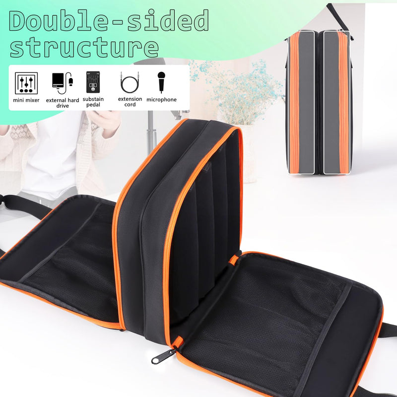 Microphone Case,Wireless Microphone Bag,Portable Storage Case,8 Slots Mic Carrying Box Bags-Travel Adjustable Foam Box,Fits Singing,Karaoke,Party(Bag Only)