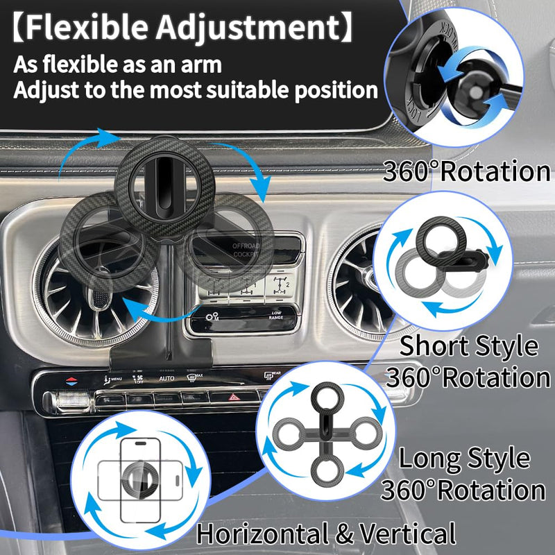 Car Phone Holder Mount for Mercedes Benz G-Class 2025 2026 Accessories | Magnetic Cellphone Stand, Cell Phones Navigation Charging Screen Cradles,Double 360°Rotation,for Magsafe Magnet Accessory