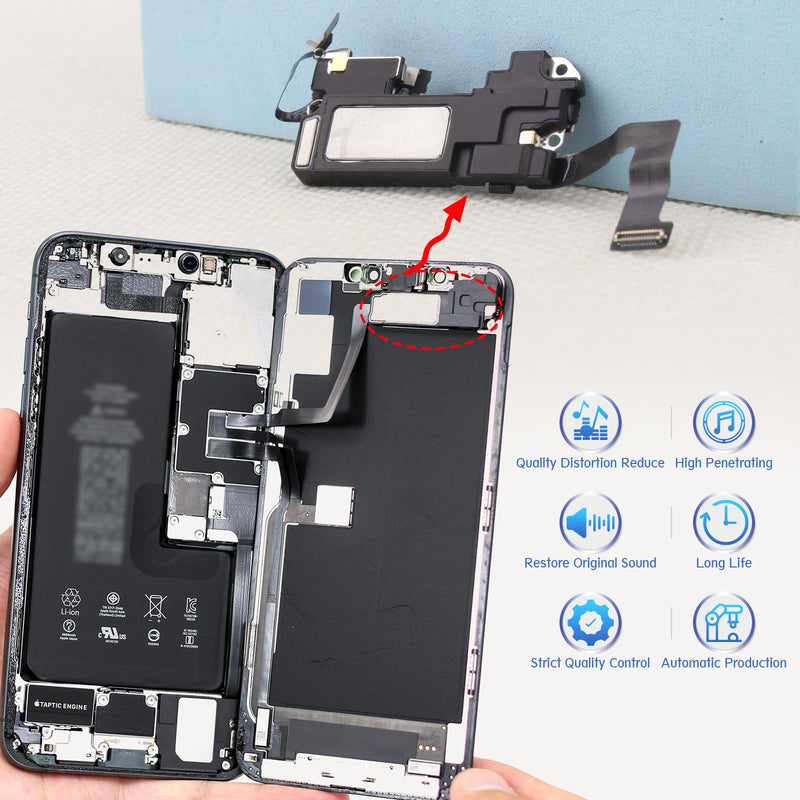 Earpiece Speaker for iPhone 12 Ear Speaker Replacement for iPhone 12 Pro Speaker Replacement Light Proximity Sensor Flex Cable Earphone Speaker Assembly with Repair Tools Black-12/12 PRO