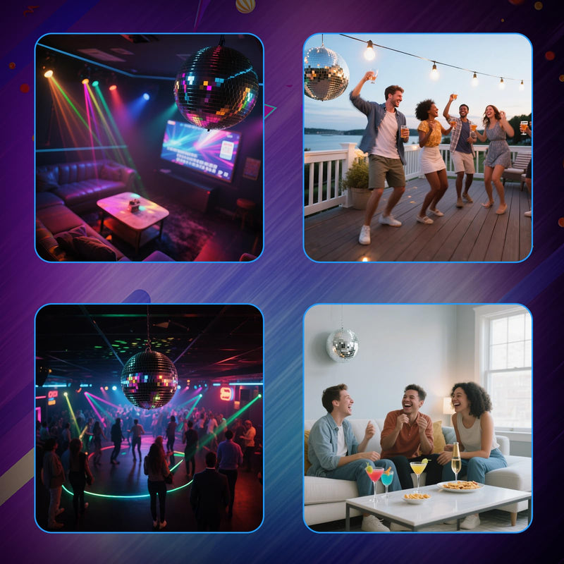[AUSTRALIA] - Disco Ball 2 Pack, 8 Inch Shatterproof PET Mirror Disco Ball Decor for Party, Wedding, Club - Safe & Durable Hanging Dance Balls, Non-Glass Party Decorations 