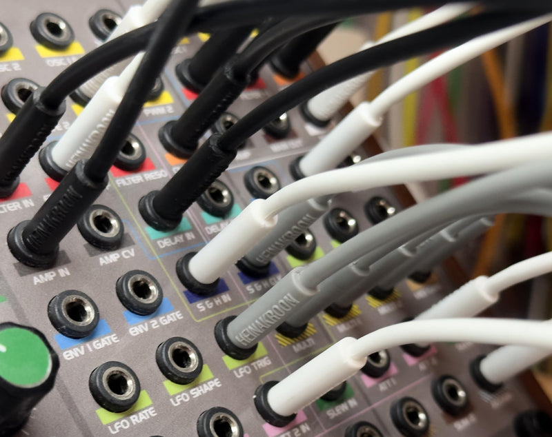 Heinakroon Slimline Gray CV Patch Cables 1/8", (NOT for Guitar) Eurorack Modular Patch Leads, 6-Pack (11.8") 11.8"