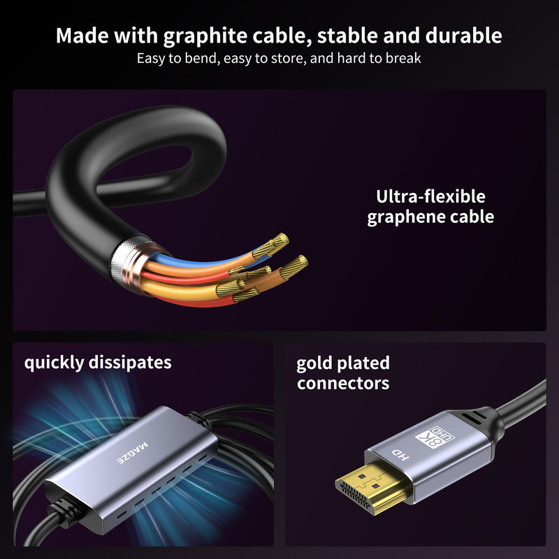 8K@30Hz HDMI to DisplayPort Cable 4K@144Hz, for PS5 Xbox Discrete GPU | Active HDMI 2.1 to DP 1.4, USB Power for Stable Signal, Aluminum Shell with Vents, for Laptop Discrete GPUs Xbox PS5