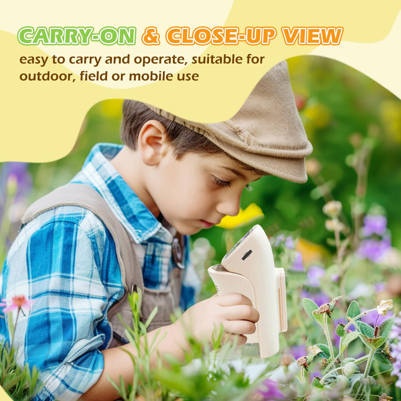 Microscope for Kids, 1000X HD Pocket Kids Microscope, 2.1'' LCD Screen Mini Micrscope for Kids 8-12, Science Mini Scope Toy Kits, Handheld Miniscope Educational Gifts for Kids, 32 GB TF Card Included Warm White