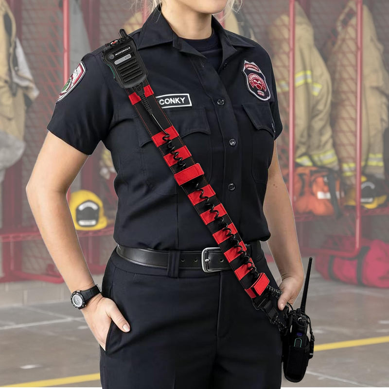 Firefighter Radio Strap Holster with Anti-Sway Strap | Heavy-Duty Radio Strap for Firefighter, EMS, EMT | Adjustable 54""–70"" | Compatible with Motorola APX, BK, Harris