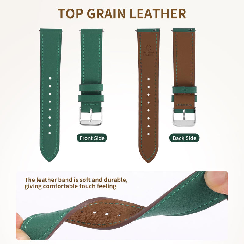 2 Pack Leather Band Compatible with Samsung Galaxy Watch(Green and Yellow) 46mm,Watch 3 45mm,Gear S3 Frontier Classic,22mm 20mm Watch Band for Women Men
