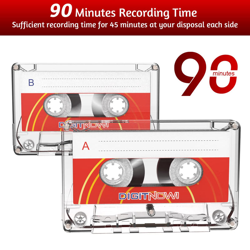 [AUSTRALIA] - Blank Audio Cassette Tape - 90 Minutes Recording Time - Low Noise and High Output - Dictation, MP3 Recording to Blank Tape - Pack of 5 