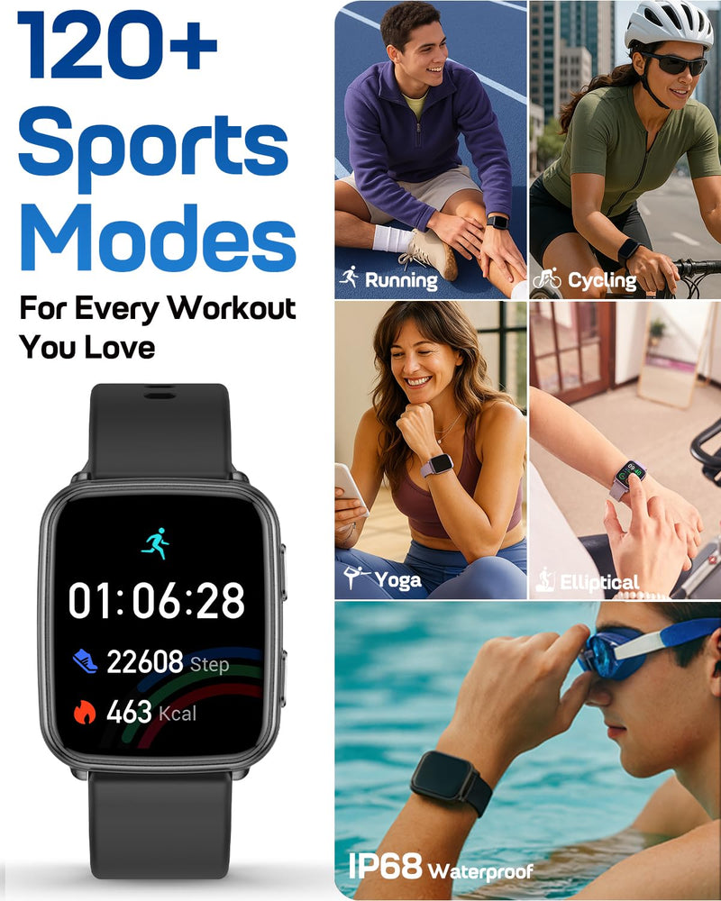 MorePro Fitness Tracker with 24/7 Heart Rate & Blood Pressure Monitor, Blood Oxygen & Sleep Tracker, Smart Watch with Step Calorie Counter, IP68 Waterproof Activity Tracker for Women Men Android iOS Urban Bronze
