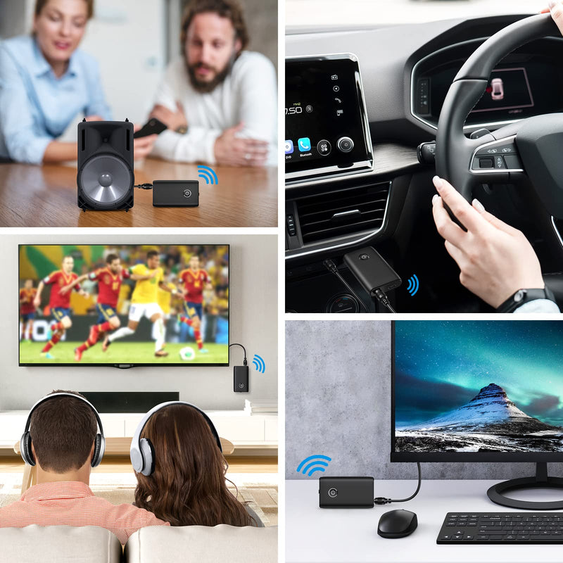 [AUSTRALIA] - Aux Bluetooth Adapter for Car, Bluetooth 5.0 Transmitter Receiver, Portable Wireless Bluetooth Adapter, 2-in-1 Bluetooth Aux Adapter, Audio Receiver for Laptop, Radio, Headphones, Speakers, TV Black 