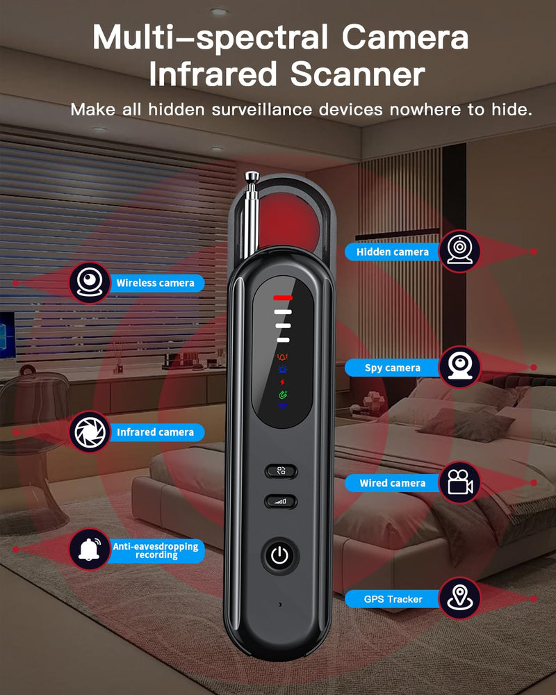 [AUSTRALIA] - Hidden Camera Detector, Anti-Spy Camera Finder, RF Signal & WiFi Scanner, GPS Tracker & Bug Detector, 6 Modes Portable Privacy Protector for Travel, Hotel, Car, Bathroom– Spy Device Detection Pen 