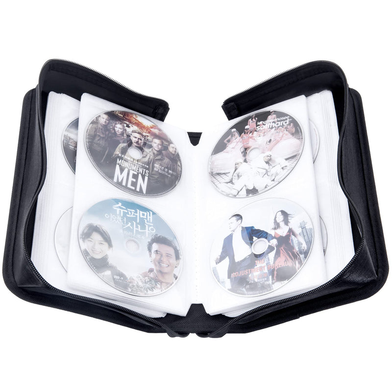 CD/DVD Case Holder, 128 Capacity CD VCD Media Wallet, Storage, Holder, Booklet, Organizer (Black) Black