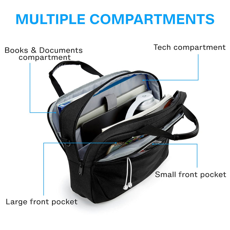 BAGSMART Laptop Bag, 15.6 Inch Briefcase Men, Lockable Computer Bag Work Bag, Water-Repellent Shoulder Messenger Bag Travel Office Business, Black Black-15.6 Inch