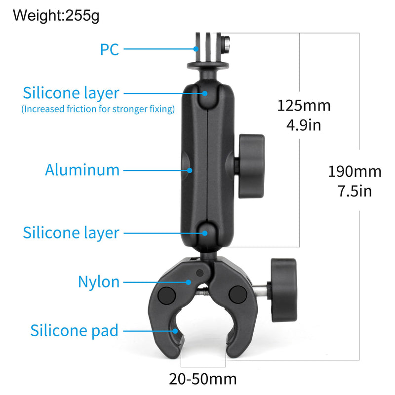 SOONSUN Super Clamp Mount with Dual 360° Ball Heads & Phone Holder, Heavy-Duty Camera Clamp Mount for GoPro Hero 13 12 11 10 9, Insta360, DJI Osmo, DSLR, Smartphones & Action Cameras