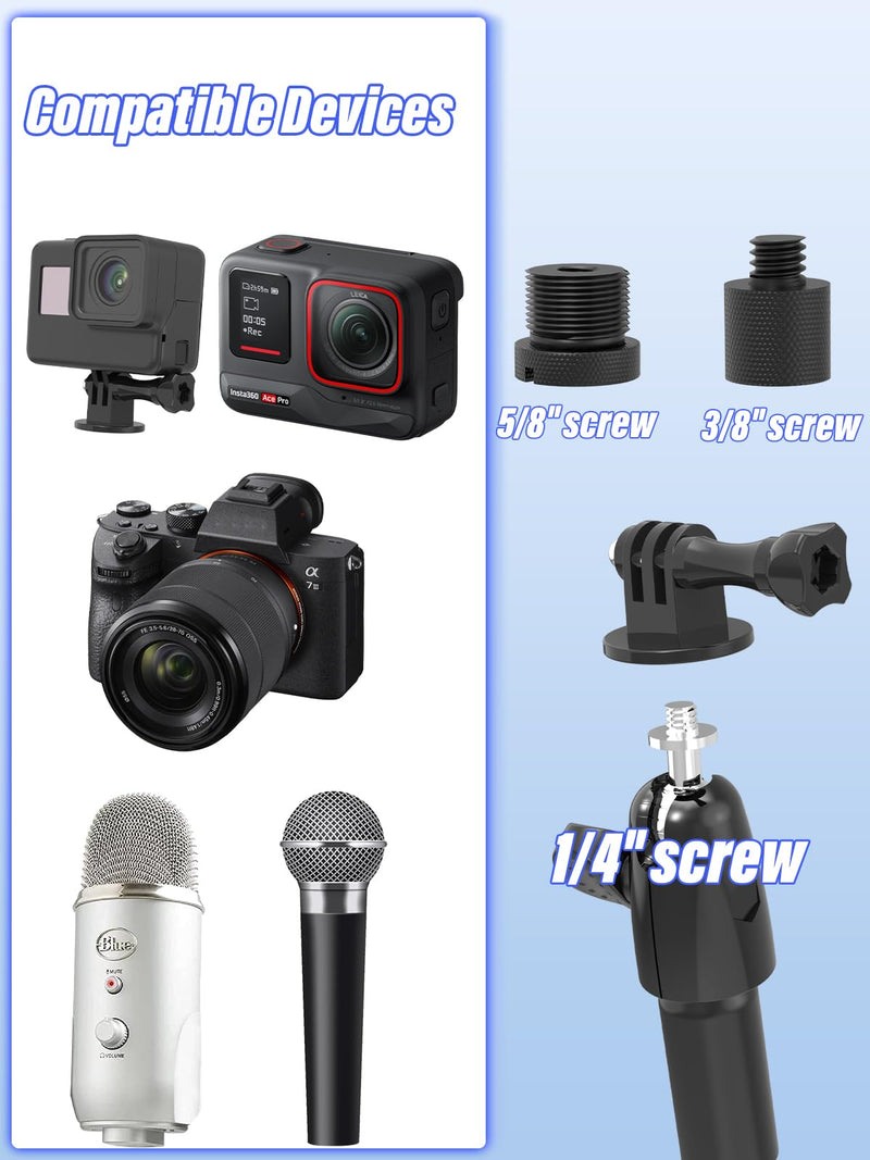 [AUSTRALIA] - Go Pro Kart Mount, Super Clamp Kart Holder with 360° Rotaring Ball Head, Goosenck Karting Camera Mount with 1/4" Screw for go pro/Insta 360/DJI 