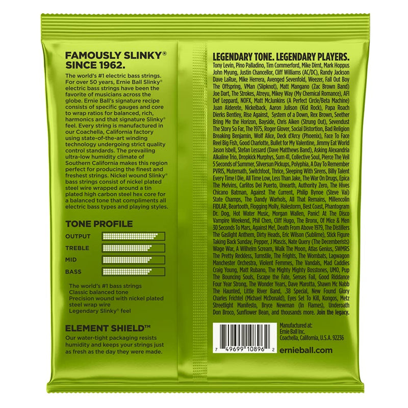 Ernie Ball Medium Scale Regular Slinky Nickel Wound Bass Guitar Strings, 45-105 Gauge (P02856)